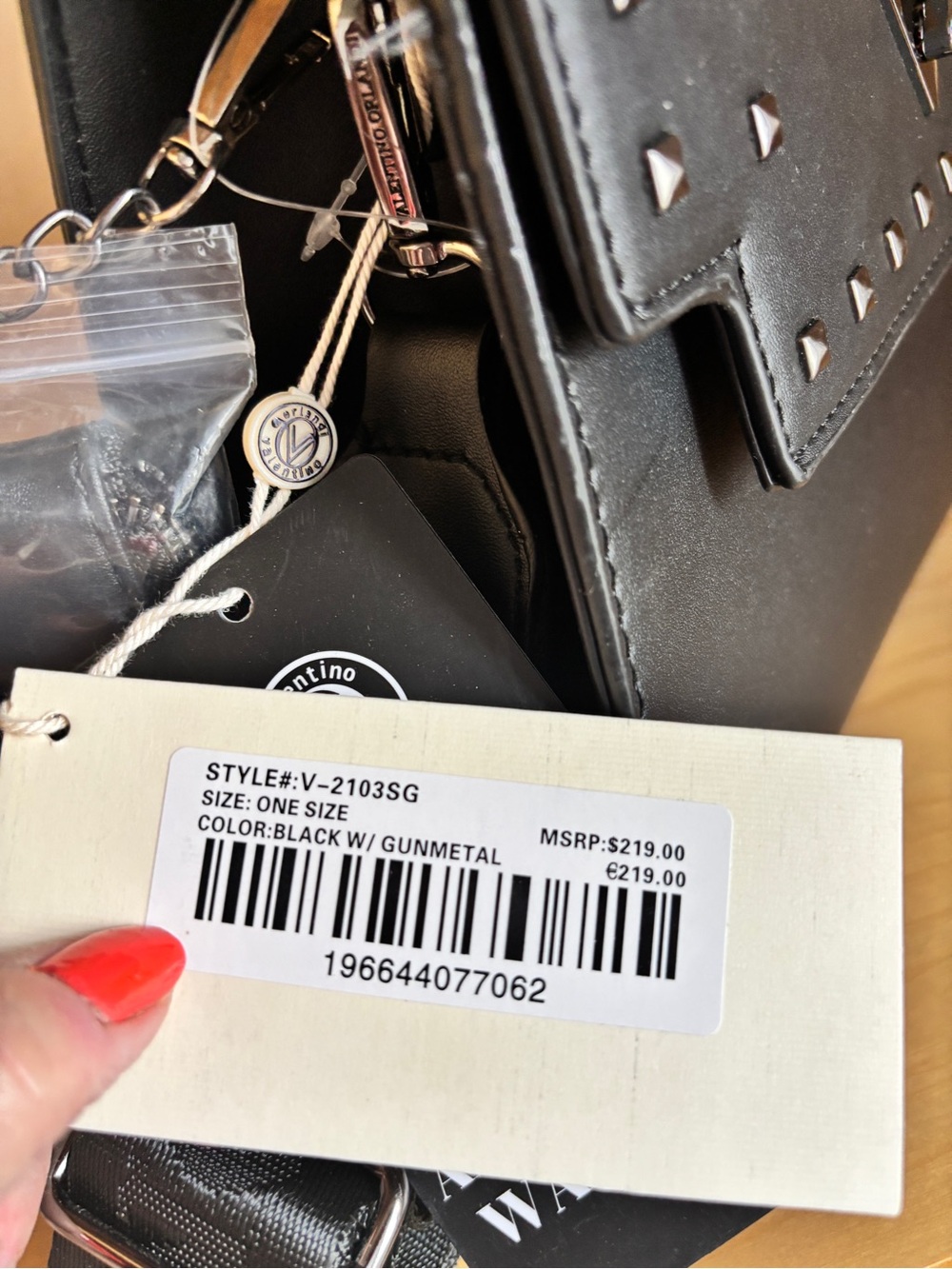Valentino Orlandi Black Vegan Leather Studded Top-Handle Satchel NWT - Picture 5 of 6